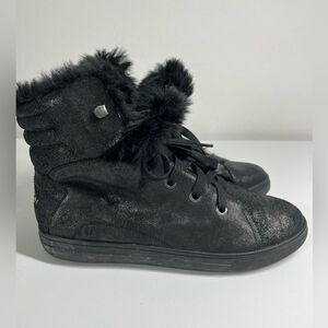 High faux fur lace up boots Karston size 41EU/10US
